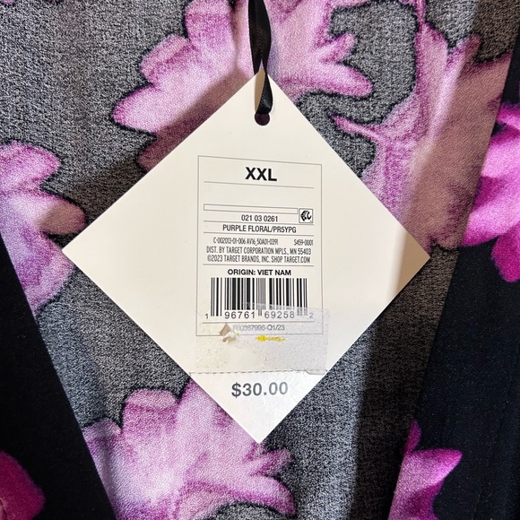 NWT Ava & Viv Woman Wrap Dress Black With Fusica Purple/Pink Floral Size XXL - Picture 9 of 13